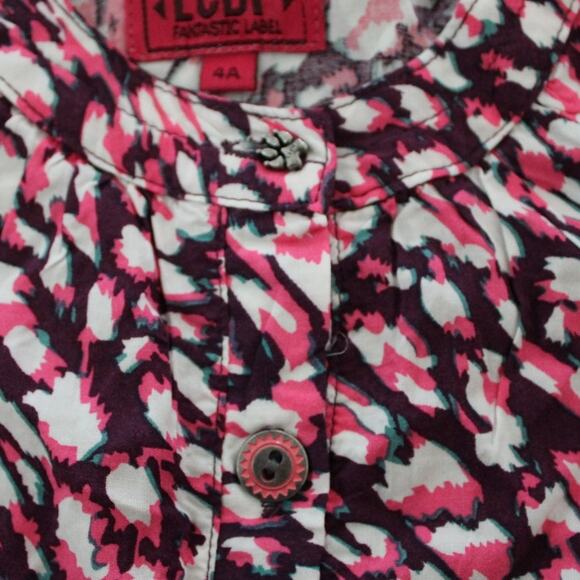 La Compagnie Des Petits Long Sleeve Girl's Blouse Top Shirt Pink Abstract 4 - Picture 3 of 5